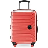 Hauptstadtkoffer Mitte - Handgepäck Trolley erweiterbar Koffer 4 Rollen 55x40x23 cm Carry-On suitcase Hand Luggage 55 L Hardcase Bordgepäck Lufthansa EasyJet Eurowings, travel bags XL Dehnfalte,Korall