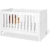 Pinolino Kinderbett Chalet weiß 140x70 cm umbaubar mit Schlupfsprossen und höhenverstellbar