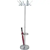 Kerkmann Garderobenständer Public, 18 Haken, Schirmhalter, drehbare Krone, H 1750 x Ø 500 mm, Stahl, alusilber
