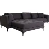 Mendler Sofa-Garnitur MCW-M27, Couch Ecksofa L-Form, Liegefläche links/rechts, Massiv-Holz 293cm Stoff/Textil dunkelgrau