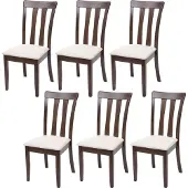 Mendler 6er-Set Esszimmerstuhl MCW-G46, Küchenstuhl Stuhl, Stoff/Textil Massiv-Holz dunkles Gestell, beige