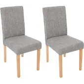MCW 2er-Set Esszimmerstuhl Stuhl Küchenstuhl Littau Textil, grau, helle Beine