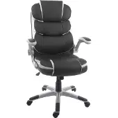 Mendler Bürostuhl MCW-F80, Schreibtischstuhl Chefsessel Drehstuhl, Kunstleder schwarz
