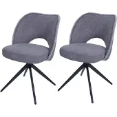 Mendler 2er-Set Esszimmerstuhl MCW-N72, Polster-Küchenstuhl, drehbar Auto-Return, Stoff/Textil (420g/m²) dunkelgrau