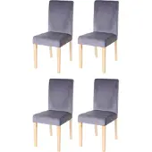 MCW 4er-Set Esszimmerstuhl Stuhl Küchenstuhl Littau, Samt MVG- grau, helle Beine