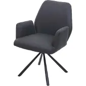 Mendler Esszimmerstuhl MCW-H71, Küchenstuhl Lehnstuhl Stuhl, drehbar Auto-Position Stoff/Textil Stahl dunkelgrau