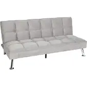 Mendler Sofa MCW-K21, Klappsofa Couch Schlafsofa, Nosagfederung Schlaffunktion Liegefläche 181x107cm Samt, grau