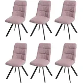 Mendler 6er-Set Esszimmerstuhl MCW-J69, Küchenstuhl Stuhl, drehbar Auto-Position, Samt rosa