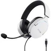 Trust Gaming GXT 490W Fayzo Gaming Headset USB 7.1 Surround Sound, 50mm Treiber, 35% Recyclingkunststoff, Mikrofon mit Geräuschunterdrückung, RGB Over-Ear Kopfhörer für PC PS5 - Weiß