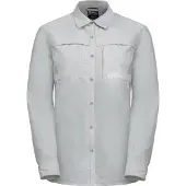 Jack Wolfskin Langarmbluse "BARRIER L/S SHIRT W", Damen, Gr. L (42/44), grau (cool, grau), OBERSTOFF: 46% POLYAMID, 27% LYOCELL, 27% VISKOSE. Futter: 100% POLYESTER, Blusen Langarmbluse