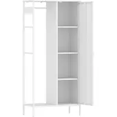En.casa Kleiderschrank 'Puumala' 180 x 80 x 45 cm Garderobenschrank mit 4 Fächern und 1 Stange Metall Weiß