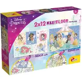 Liscianigiochi Disney Supermaxi 2 x 12 Princess Puzzle für Kinder, Mehrfarbig