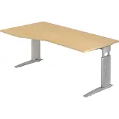Hjh OFFICE PRO UNDA 18 S - 180 x 100 Ahorn/Silber höhenverstellbar