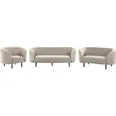 Beliani Sofa Set 3-Teilig Taupe Stoffbezug 6-Sitzer Sitzgruppe Armlehnen Metallgestell in Schwarz Glamouröser Stil Wohnzimmer Esszimmer Flur