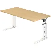 Hjh OFFICE PRO UNDA 16 W - 160 x 80 höhenverstellbar Ahorn/Weiß