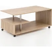 Wohnling Couchtisch WL5.735 105 x 48,5 x 60 cm Sonoma Drehbar mit Rollen Wohnzimmertisch Coffee Table Sofatisch Loungetisch Holz Kaffeetisch