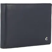 Esquire Leder Geldbörse Harry RFID Wallet Quer with Flap Blue dunkelblau