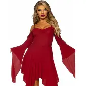 Leg avenue Dunkelrotes Trägerkleid mit Trompetenärmeln