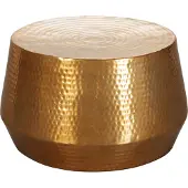 FineBuy Design Couchtisch rund 60 cm aus Metall gold - Handgefertigter Aluminium Wohnzimmertisch Hammerschlag - Orientalischer Alu Beistelltisch