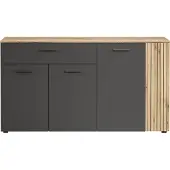 Ebuy24 Wohnen Esteban Sideboard, Anthrazit Melamin Evoke Oak Melamin, B/H/T: 150/83/42 cm