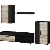 Vicco Wohnwand Berno Anthrazit/Beige 4-teiliges Set, Model 53280