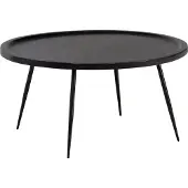 FineBuy Couchtisch Mango Massivholz rund Ø 75 cm Schwarz · Moderner Wohnzimmertisch mit Metallbeinen · Handgefertigter Sofatisch im Industrial Design