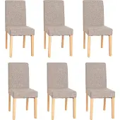Mendler 6er-Set Esszimmerstuhl Stuhl Küchenstuhl Littau Textil, grau, helle Beine