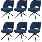 MCW 6er-Set Esszimmerstuhl MCW-N72, Polster-Küchenstuhl, drehbar Auto-Return, Stoff/Textil (420g/m²) blau