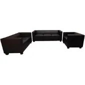 Mendler 3-2-1 Couchgarnitur Lille Leder, schwarz