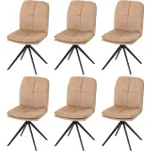 Mendler 6er-Set Esszimmerstuhl MCW-M68, Küchenstuhl Lehnstuhl, drehbar Auto-Position, Metall Stoff/Textil beige