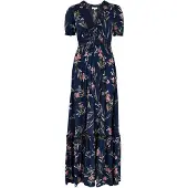 Apricot Druckkleid "Florales Maxikleid" mit gesmokter Taille