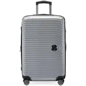 Hauptstadtkoffer - Mitte - Mittelgroßer Koffer Trolley Hartschalenkoffer, Check-In Gepäck mit XL Erweiterung, Dopperollen, TSA-Schloss, 68 cm, 88 L,Silber matt