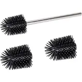 Wenko Ersatzbürsten Set für WC-Garnituren Silikon, Edelstahlstiel mit 3 Bürstenköpfen