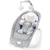 Ingenuity Faltbare Babywippe – Kleines Schaf – Feste oder schaukelnde Position. Vibrationen und Geräusche. Bogen. Lernspielzeug.