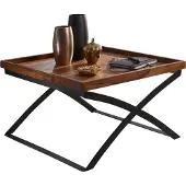 Wohnling Couchtisch WL5.595 63x39x63cm Sheesham Massivholz / Metall Sofatisch Wohnzimmertisch Industrial Style Stubentisch Braun/Schwarz Designer