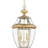 Licht-Erlebnisse Außenlampe Messing massiv E14 Ø 27,9 cm Vintage Hof Terrasse Pendelleuchte außen