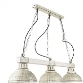 Licht-Erlebnisse Hängelampe Vintage "Hakon" Metall Holz Shabby Weiß E27 3-flammig Pendelleuchte Wohnzimmer Esszimmer