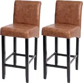 Mendler 2er-Set Barhocker MCW-C33, Barstuhl Tresenhocker WildKunstleder, dunkle Beine, Textil