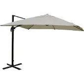 Mendler Gastronomie-Ampelschirm MCW-A96, 3x3m (Ø4,24m) Polyester Alu/Stahl 23kg creme-grau ohne Ständer