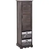 Mendler Badezimmerkommode MCW-H20, Badezimmer Schrank Badschrank Badregal, 120x27x29cm Massiv-Holz shabby grau-braun