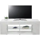 Mendler TV-Rack MCW-L36, TV-Board Fernsehtisch Lowboard TV-Schrank Kommode, Holz 50x144x40cm Staufach, hochglanz weiß