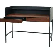 Mendler Schreibtisch MCW-J79, Bürotisch Computertisch Arbeitstisch, Schublade 120x50cm Holz Metall Walnuss-Optik