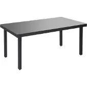 Mendler Poly-Rattan Gartentisch Chieti, Esstisch Tisch mit Glasplatte, 160x90x74cm anthrazit
