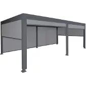 Mendler Alu Pergola MCW-L41 mit 6x Seitenwand, Lamellen-Pavillon, stabiles 8cm-Metall-Gestell 3x6m anthrazit