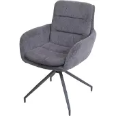 Mendler Esszimmerstuhl MCW-K32, Küchenstuhl Lehnstuhl Stuhl, drehbar Auto-Position, Stoff MVG Cord grau