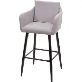 Mendler Barhocker MCW-H93, Barstuhl Tresenhocker, Fußablage Metall Stoff/Textil hellgrau