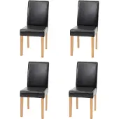 Mendler 4er-Set Esszimmerstuhl Stuhl Küchenstuhl Littau MVG- Kunstleder, schwarz helle Beine