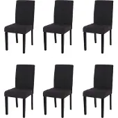 Mendler 6er-Set Esszimmerstuhl Stuhl Küchenstuhl Littau Textil, schwarz, dunkle Beine