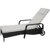 Mendler Poly-Rattan Sonnenliege Cesena, Relaxliege Gartenliege Liege, Alu anthrazit, Kissen beige