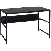 Mendler Schreibtisch MCW-K80, Bürotisch Computertisch Arbeitstisch Ablage, Metall MDF 120x60cm Marmor-Optik schwarz